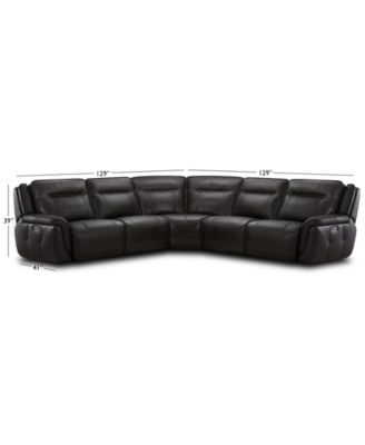 Lenardo 5-Pc. Leather Sectional with 2 Power Motion Recliners, Created for Macy's