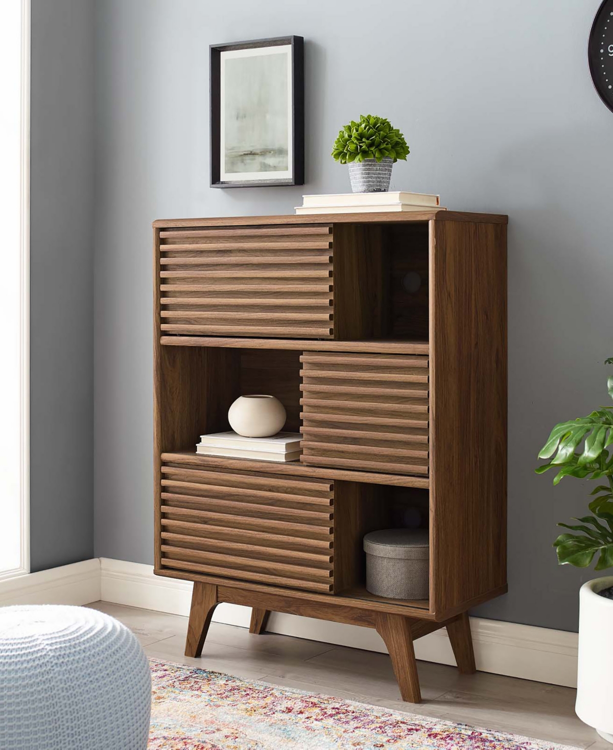 Modway Render 3-tier Display Storage Cabinet Stand In Brown