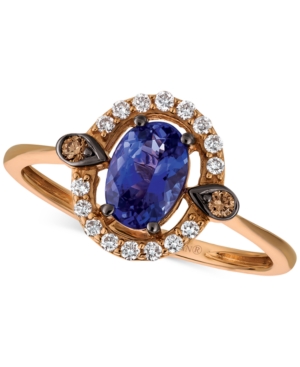 image of Le Vian Blueberry Tanzanite (5/8 ct. t.w.) & Diamond (1/6 ct. t.w.) Ring in 14k Rose Gold