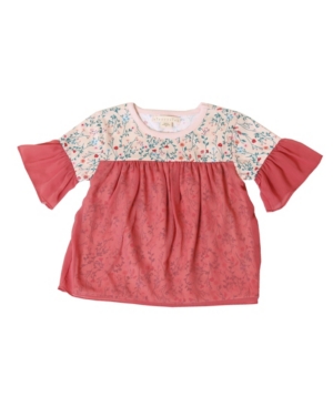 image of Kinderkind Big Girls Ruffle Short Sleeve Floral Top