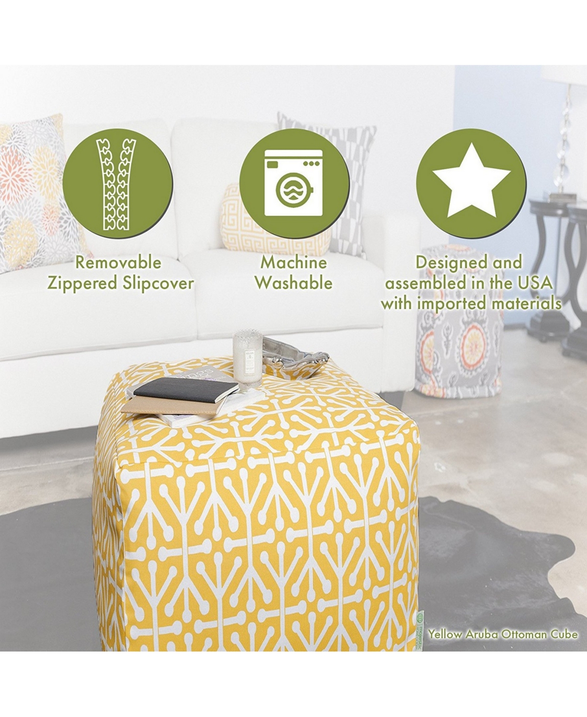 Majestic Home Goods Links Ottoman Pouf Cube with Removable Cover 17