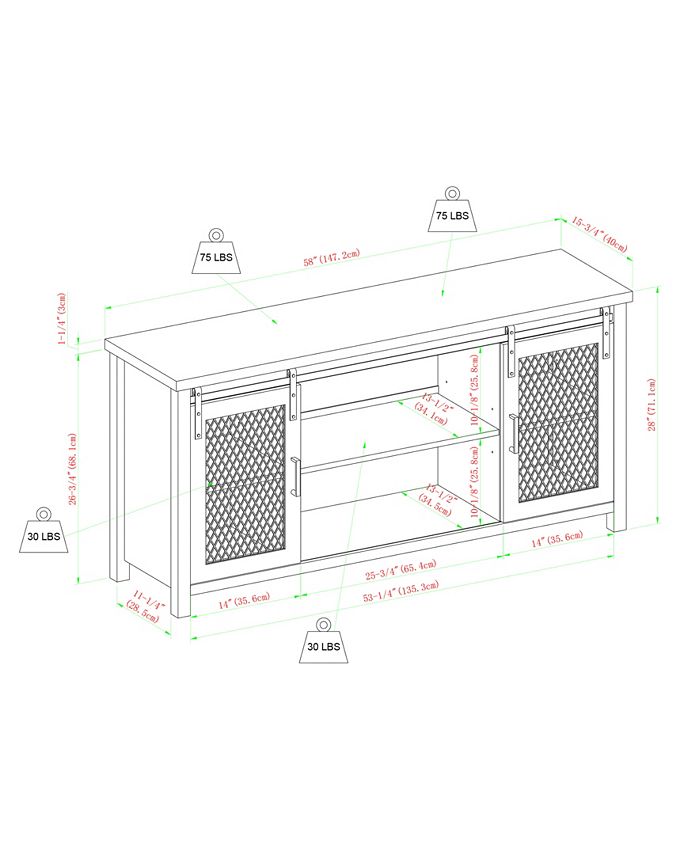 Walker Edison Industrial TV Stand with Sliding Mesh Door Macy's