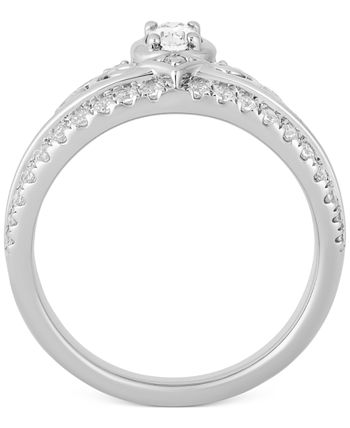 Enchanted Disney Fine Jewelry - Diamond Cinderella Tiara Ring (1/2 ct. t.w.) in 14k White Gold