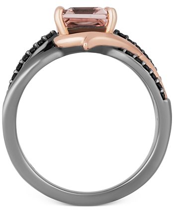 Enchanted Disney Fine Jewelry - Morganite (2-1/4 ct. t.w.) & Black Diamond (1/5 ct. t.w.) Maleficent Ring in 14k Rose Gold & Black Rhodium-Plated Sterling Silver