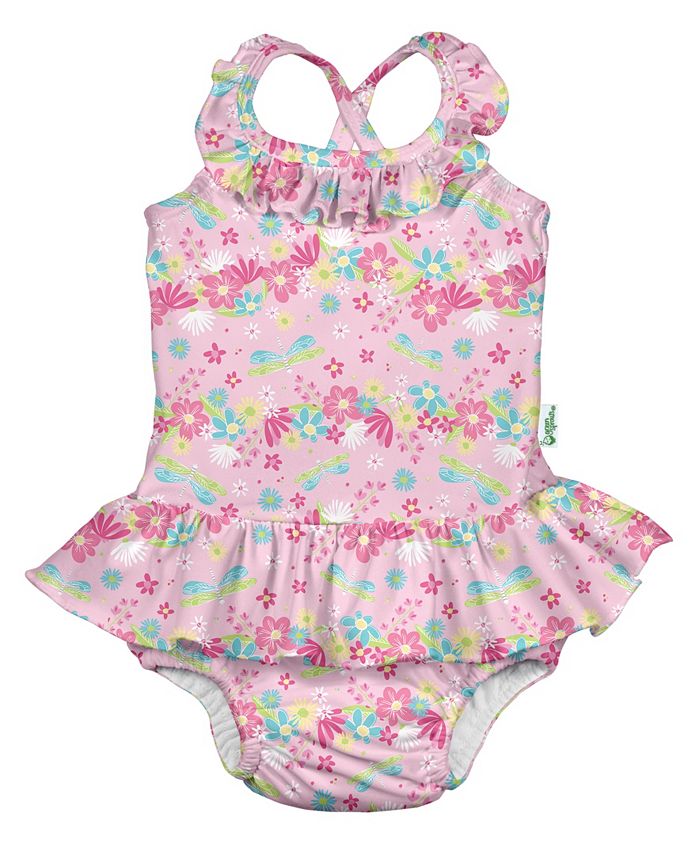green sprouts Baby Girl One-Piece Ruffle Swimsuit with Built-In ...
