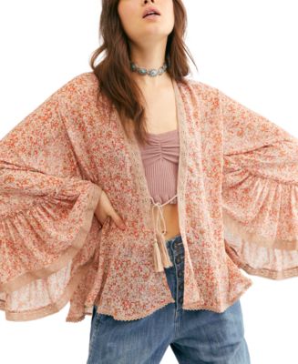 NEW 2024 Free People Lola Printed Kimono in Black