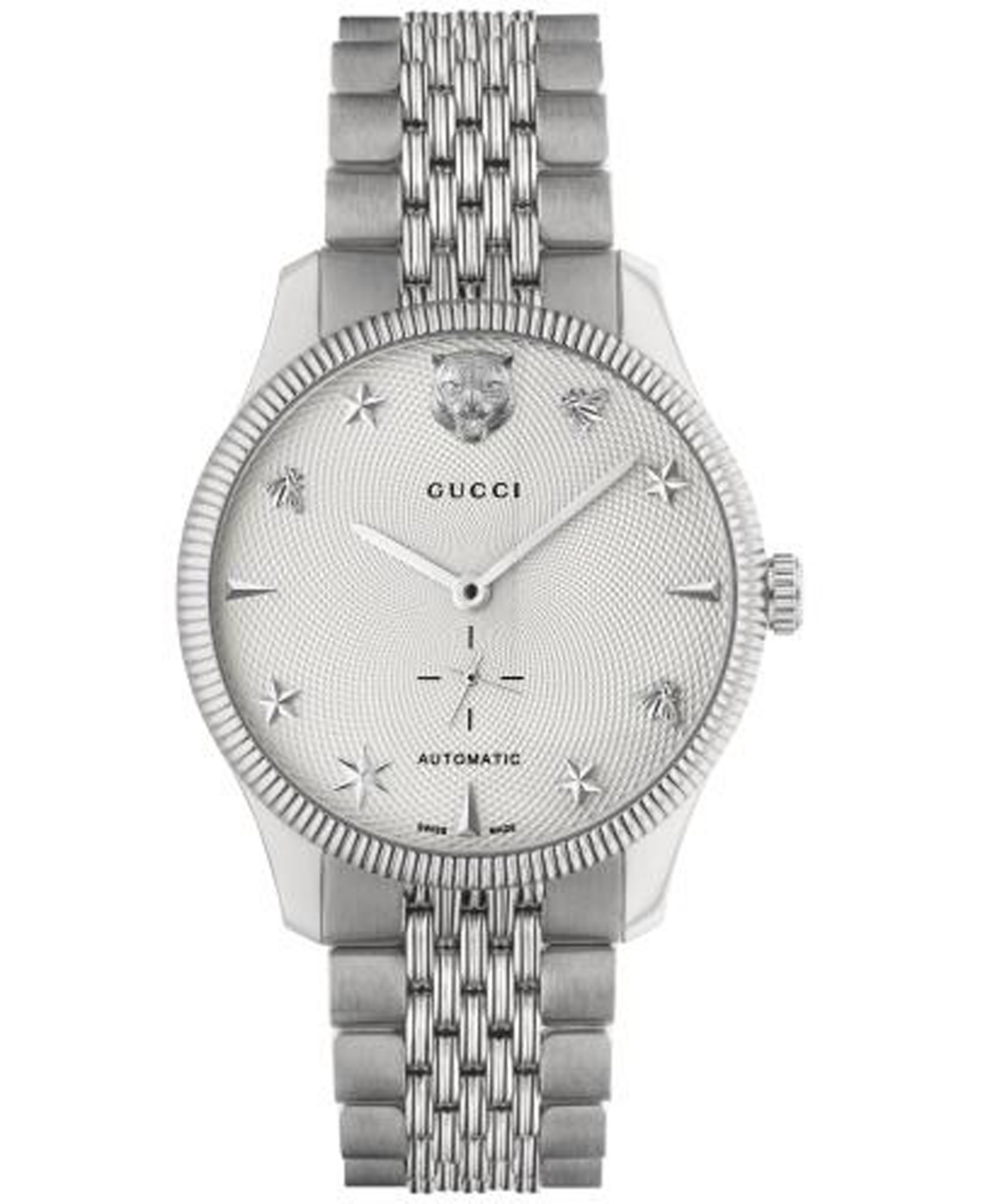 Shop Gucci Men's Swiss Automatic G-timeless Stainless Steel Bracelet Watch 40mm In Silver