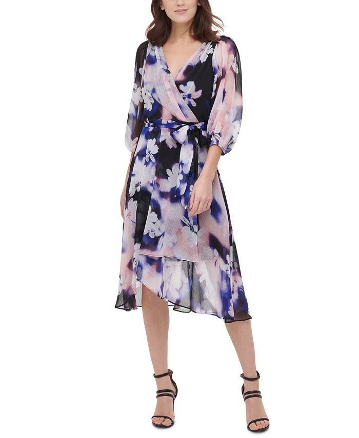 DKNY Floral-Print Wrap Dress & Reviews - Dresses - Women - Macy's