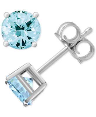 And Now This Glass Stone Stud Earrings in Silver-Plate - Aquamarine Glass 13$