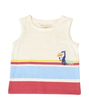 image of Kinderkind Little Boys Toucan Stripe Sleeveless Tank Top