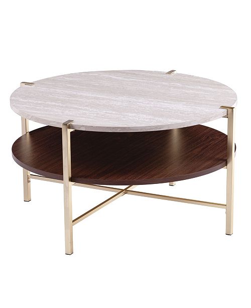 Southern Enterprises Valera Round Faux Marble Cocktail ...