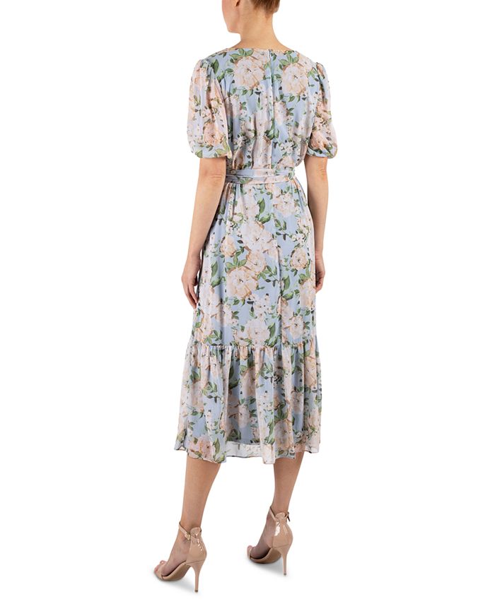 julia jordan Floral-Print Surplice Midi Dress - Macy's