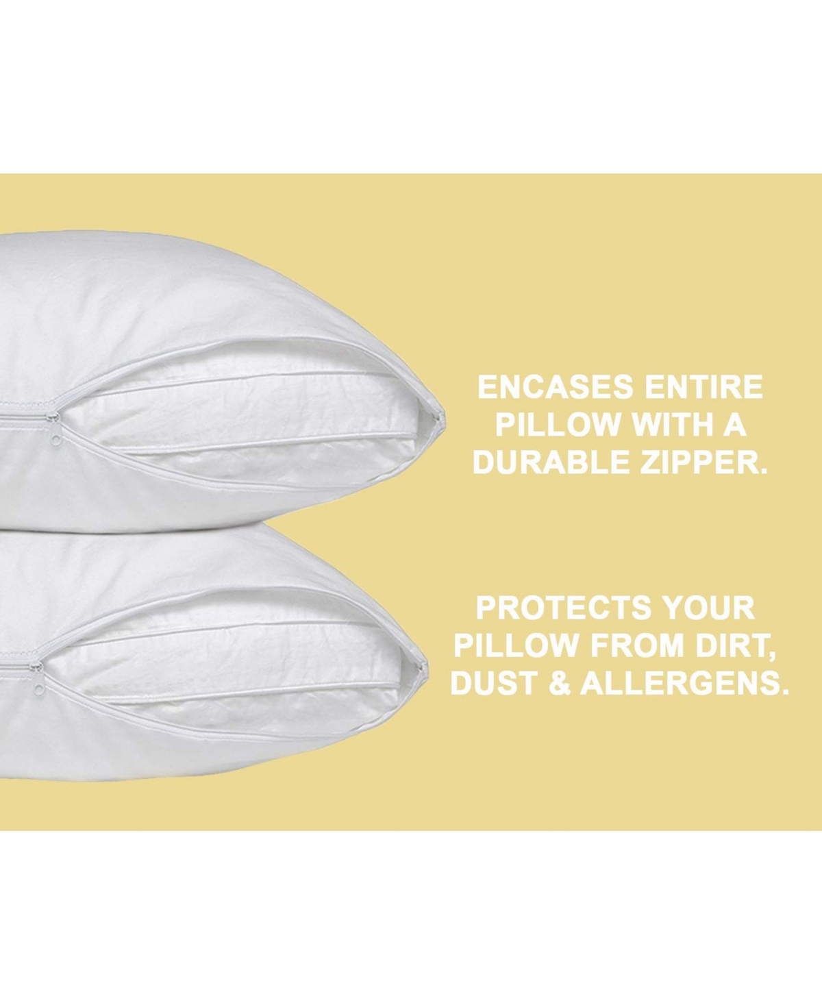 Circles Home 100% Cotton Breathable Pillow Protector with Zipper –(2 Pack) - White