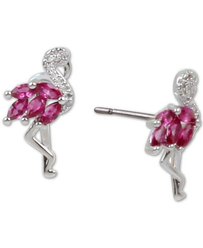 Betsey Johnson Silver Tone Crystal Flamingo Stud Earrings Macy s