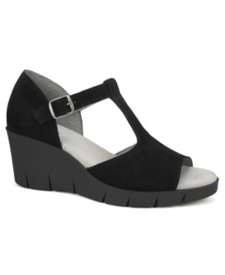 white mountain black wedge sandals