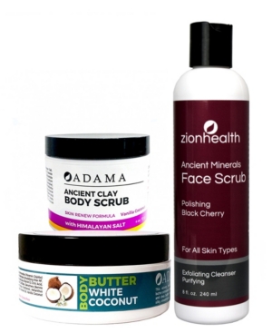 Zion Health Selfish Me Kit Black Cherry Face Scrub 8 oz + Vanilla Coconut Body Scrub 4 oz + White Coconut Body Butter 4oz