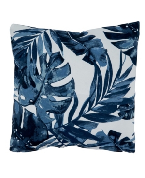 Shop Saro Lifestyle Tropical Leaf Indoor/outdoor Decorative Pillow, 17" X 17" In Navy