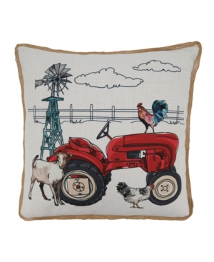 Saro Lifestyle Farm Tractor Throw Pillow Cover In Multi