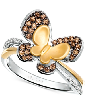 image of Le Vian Diamond Butterfly Statement Ring (1/3 ct. t.w.) in 14k Gold & 14k White Gold