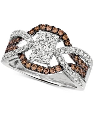 image of Le Vian Diamond Cluster Crossover Statement Ring (1 ct. t.w.) in 14k White Gold