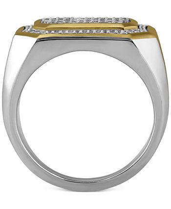 Macy's - Men's Diamond Pav&eacute; Cluster Ring (1/5 ct. t.w.) in Sterling Silver & 18k Gold-Plate