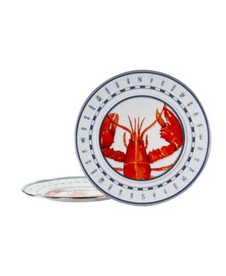 Lobster Enamelware Chargers, Set of 2