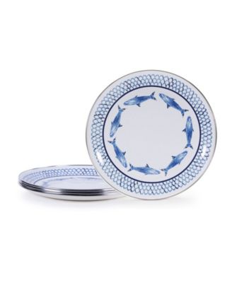 Fish Camp Enamelware Dinner Plates, Set of 4