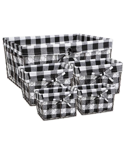 Design Imports Vintage Like Chicken Wire Check Liner Basket Set Of