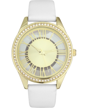 image of Inc Women-s White Faux Leather Strap Watch 32mm, Created for Macy-s