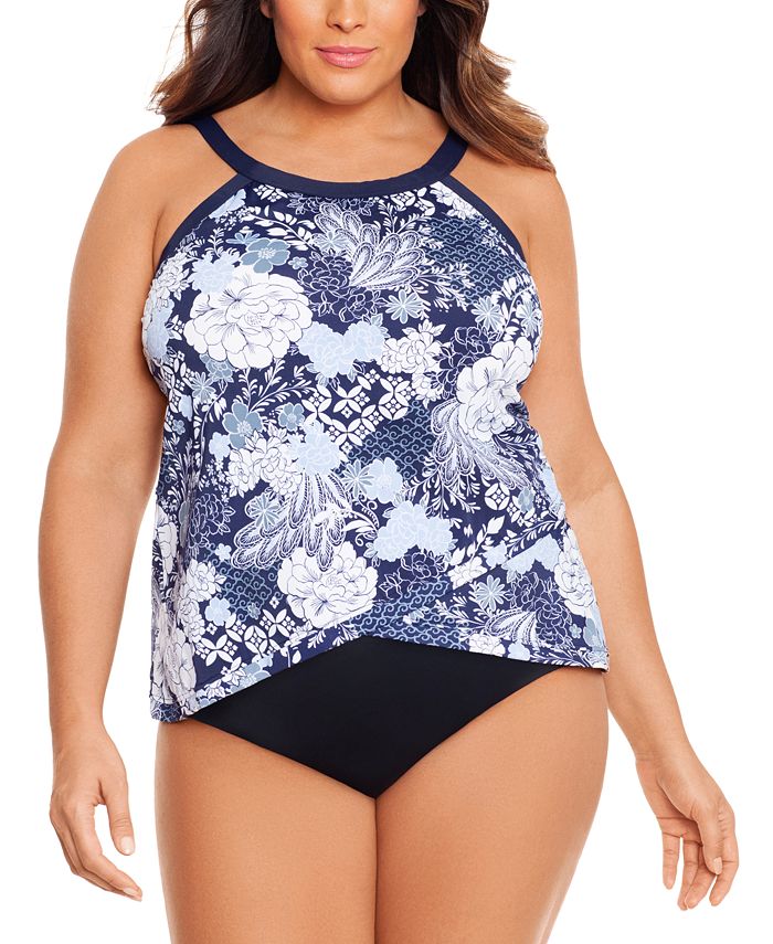 Swim Solutions Plus Size Underwire Tankini Top & Bottoms, Created for Macy's & Reviews - Cover-Ups - Plus Sizes - Macy's