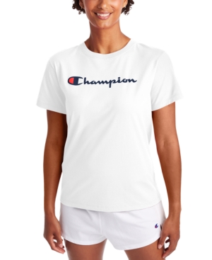 Shop Champion Women's Cotton Classic Crewneck Logo T-shirt In White