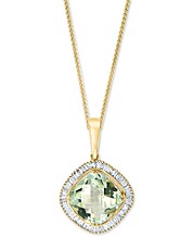 Green Quartz Zircon Silver Plated Women Jewelry Necklace Pendant 1 1/8"  NL106 
