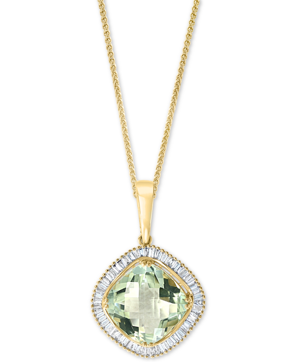 Green Quartz (5-1/4 ct.) & Diamond (1/2 ct. t.w.) 18" Pendant Necklace in 14k Gold - Green Quartz