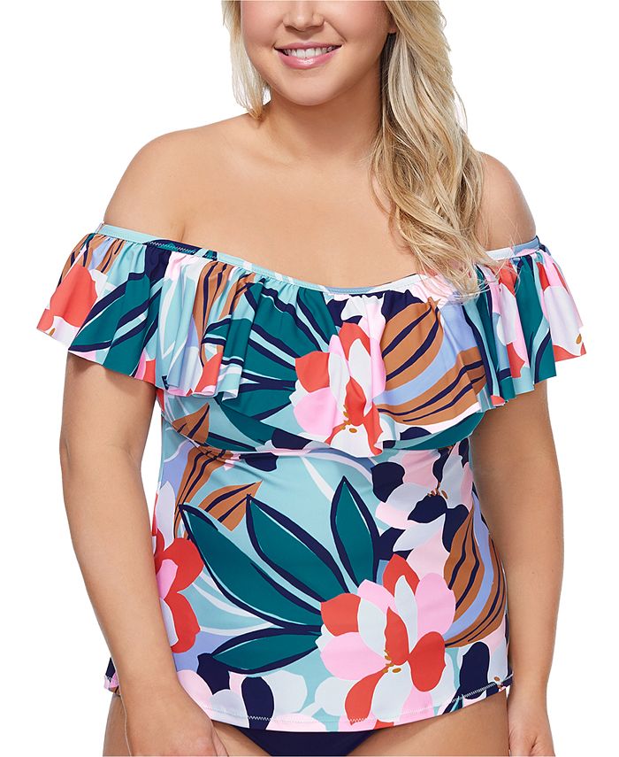 Printed Tortuga Tankini Top - Raisins Curve