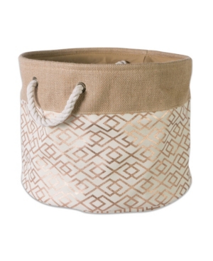 Design Imports Burlap Bin Diamond Round Large