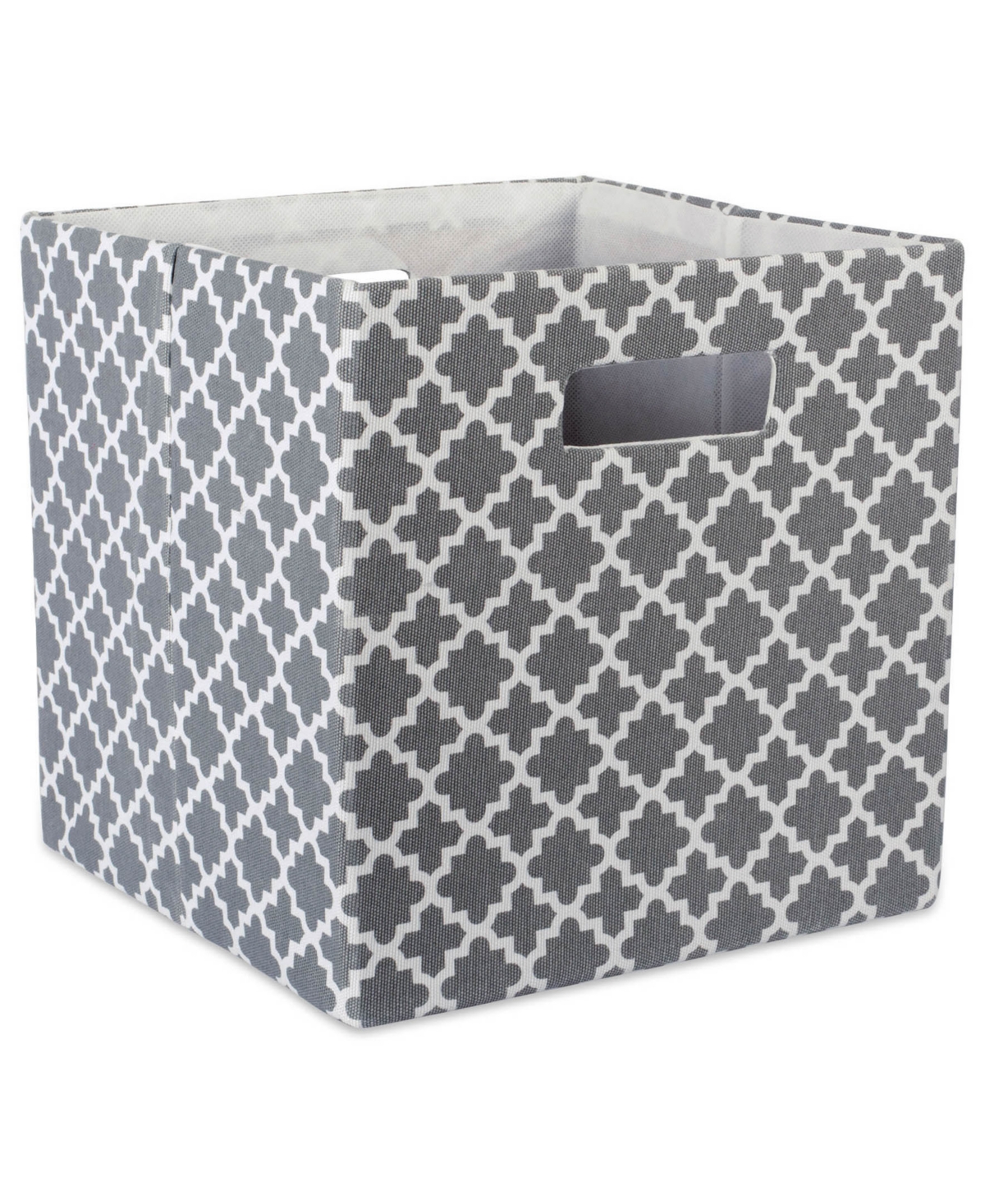 Design Imports Square Lattice Print Polyester Storage Bin In Gray