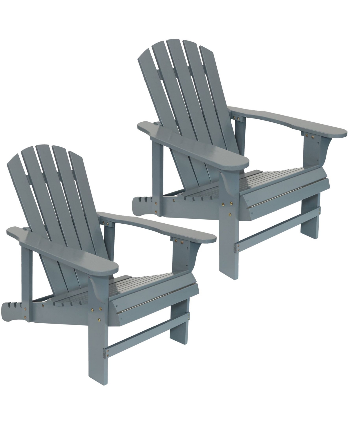 Natural Fir Wood Adirondack Chair with Adjustable Backrest - 250-Pound Weight Capacity - Gray - Set of 2 - Gray