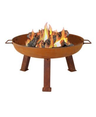 Outdoor Camping or Backyard Round Cast Iron Rustic Fire Pit Bowl with Handles