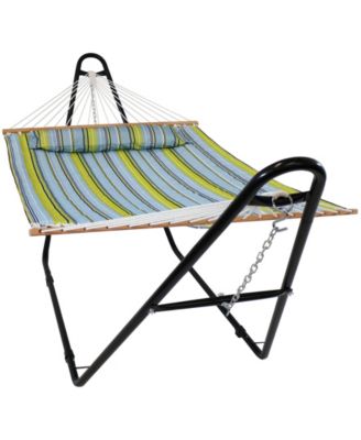 Double Quilted Fabric Hammock with Universal Steel Stand - 450-Pound Capacity