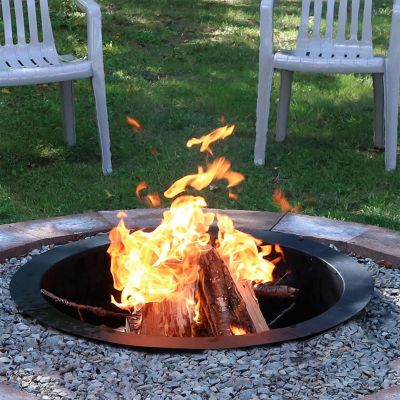 Outdoor Heavy-Duty Steel Portable Above Ground or In-Ground Round Fire Pit Liner Ring - Black