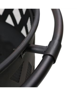 Outdoor Camping or Backyard Crossweave Cut Out Fire Pit with Spark Screen and Log Poker