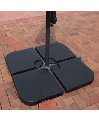 4-Piece Cantilever Umbrella Base Plates Set -For Cross-Style Bases - Fill with Sand or Water - Black