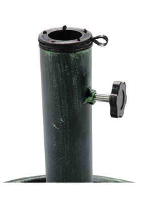 Outdoor Heavy-Duty Cast Iron Decorative Design Patio Yard Round Umbrella Base Stand - 17" - Green