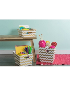 Design Imports Polyester Chevron Trapezoid Bin