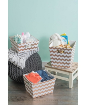 Design Imports Polyester Chevron Trapezoid Bin