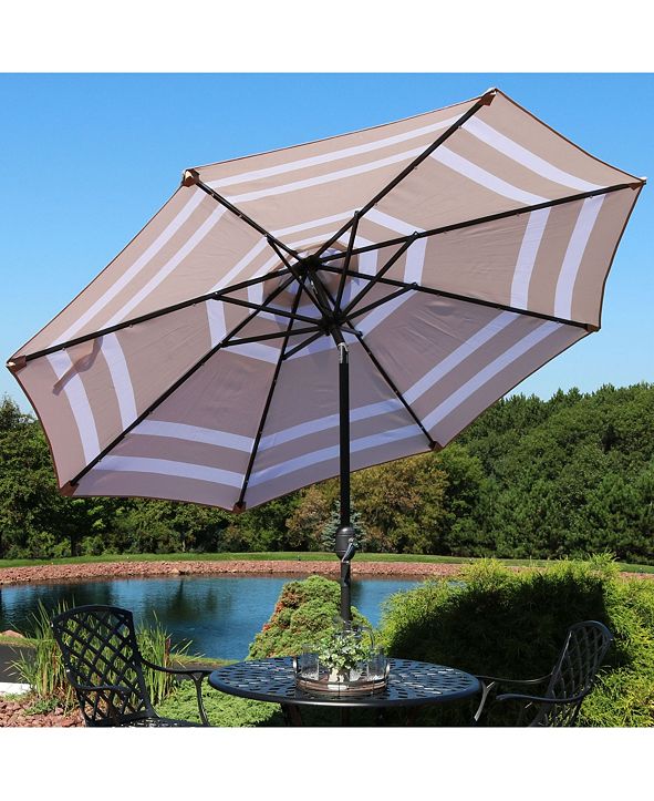 Sunnydaze Decor 9' Outdoor Patio Umbrella with Solar Lights and Tilt or