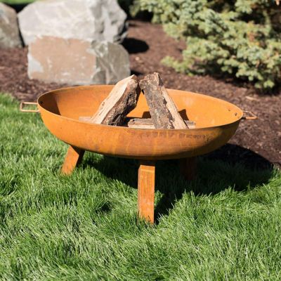Outdoor Camping or Backyard Round Cast Iron Rustic Fire Pit Bowl with Handles