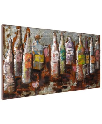 5 O'clock Mixed Media Iron Hand Painted Dimensional Wall Art, 24" x 48" x 2.2"