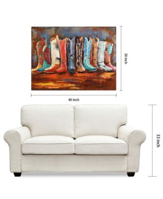 Empire Art Cowboy’s Boots Mixed Media Iron Hand Painted Dimensional Wall Art, 30" x 40" x 2.4"