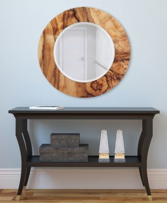 Forest Round Beveled Wall Mirror on Free Floating Reverse Printed Tempered Art Glass, 36" x 36" x 0.4"